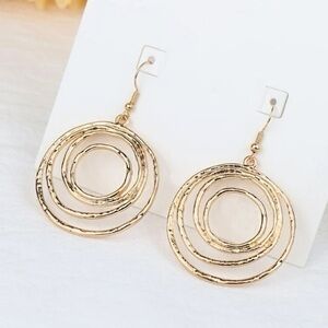 Hollow Out Round Drop Earrings Golden